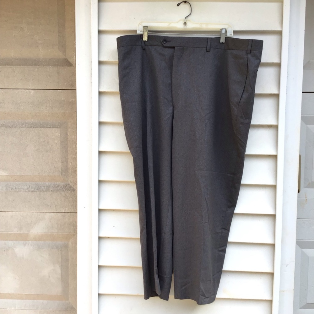 Jos A Bank Executive Collection Classic Wool Trousers Gray Mens 44" x 26"
